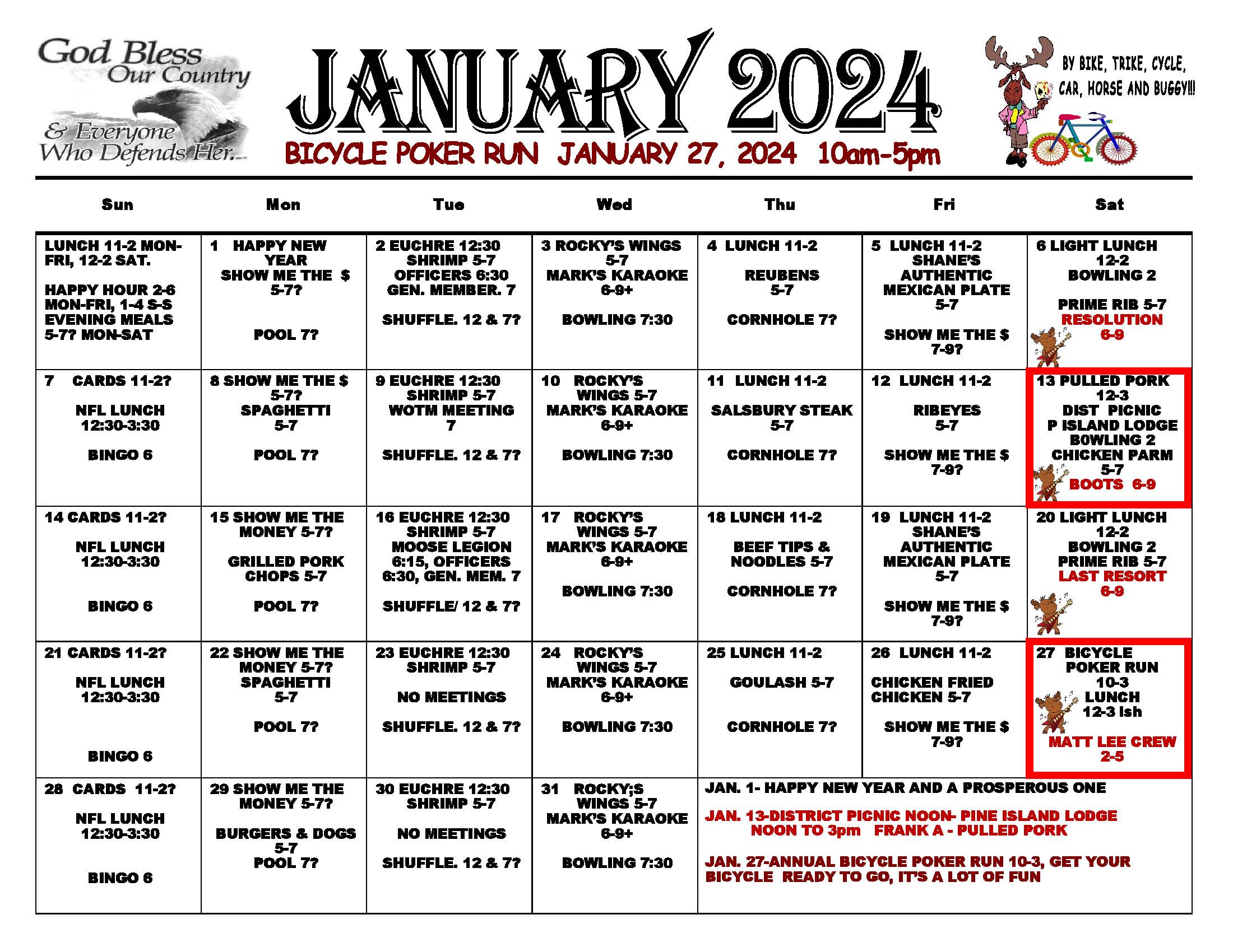 Pine Island Moose Calendar