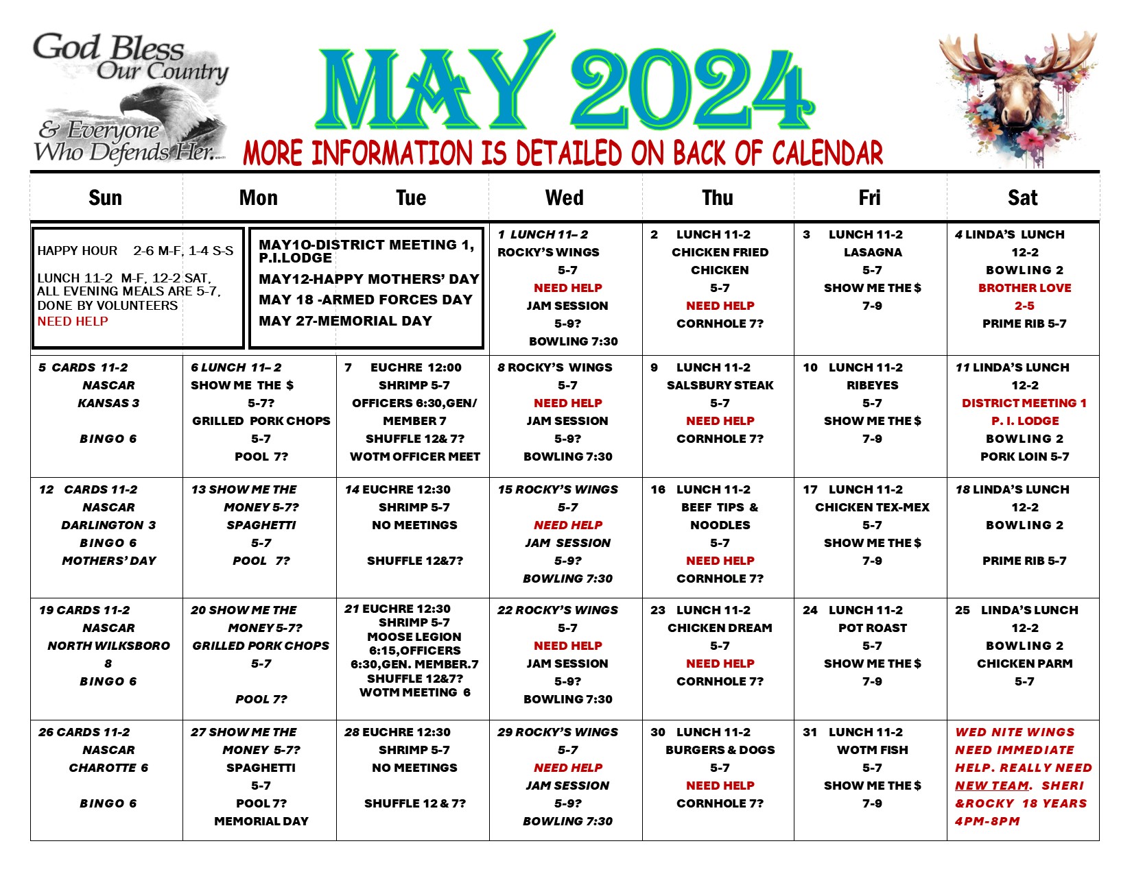 Pine Island Moose Calendar